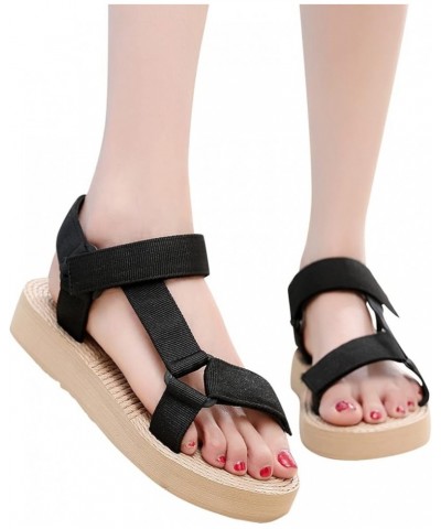 Platform Wedges Heels For Women Size 11 Wide Platform Women Shoes Dress Black Sandals High Heeled Sandals For 2-black $9.87 S...