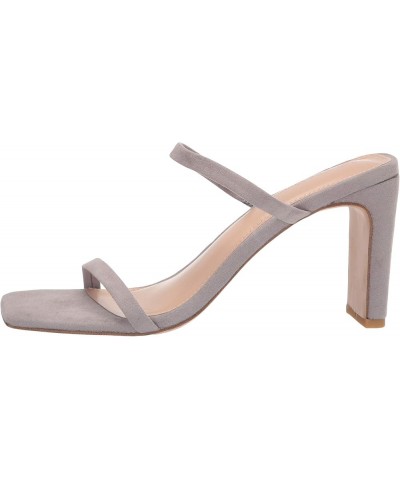 Women's Avery Square Toe Two Strap High Heeled Sandal Grey $26.36 Sandals