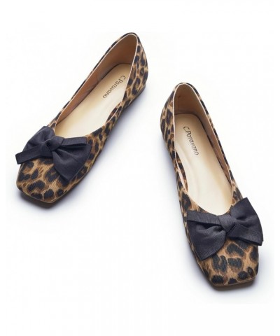 Women's Flats | Square Toe Shoes for Women | Leather Flat Shoes for Women | Slip On Ballet Flats P-leopard $57.81 Flats