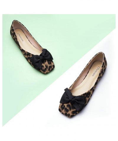 Women's Flats | Square Toe Shoes for Women | Leather Flat Shoes for Women | Slip On Ballet Flats P-leopard $57.81 Flats