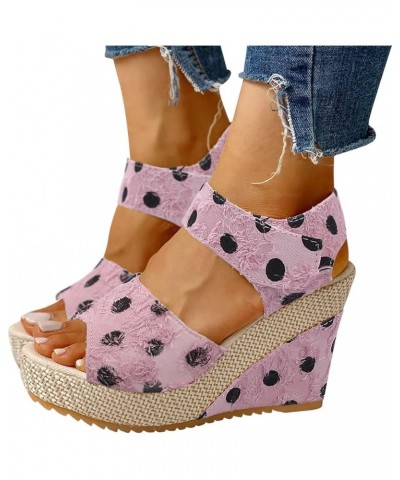 Fashion Spring And Summer Women Sandals Thick Sole Wedge Heel High Heel Fish Mouth Open Toe Soft Sandals for Women Pink $23.2...