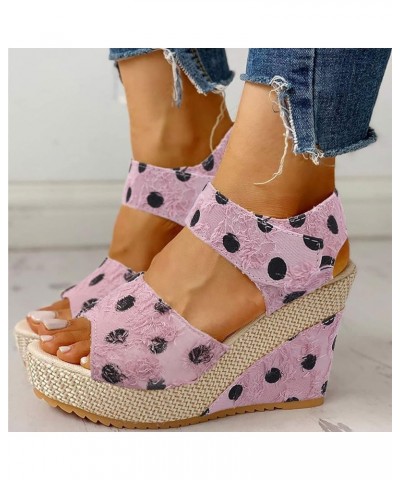 Fashion Spring And Summer Women Sandals Thick Sole Wedge Heel High Heel Fish Mouth Open Toe Soft Sandals for Women Pink $23.2...