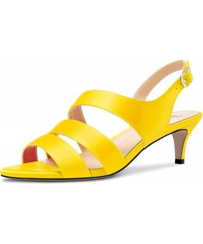 Women Mid Heel Peep Open Toe Sandals Ankle Strap Buckle Prom Wedding Cute Basic Classic 2.0 Inches Heels Yellow $32.20 Sandals