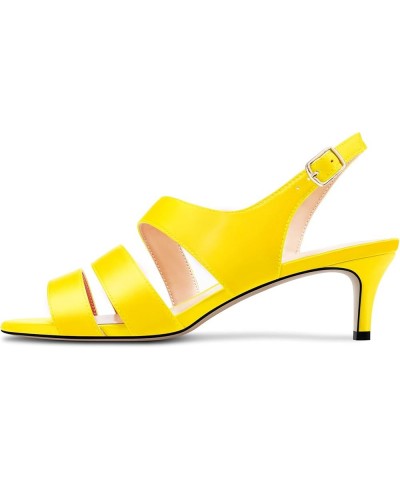 Women Mid Heel Peep Open Toe Sandals Ankle Strap Buckle Prom Wedding Cute Basic Classic 2.0 Inches Heels Yellow $32.20 Sandals