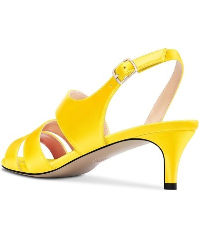 Women Mid Heel Peep Open Toe Sandals Ankle Strap Buckle Prom Wedding Cute Basic Classic 2.0 Inches Heels Yellow $32.20 Sandals