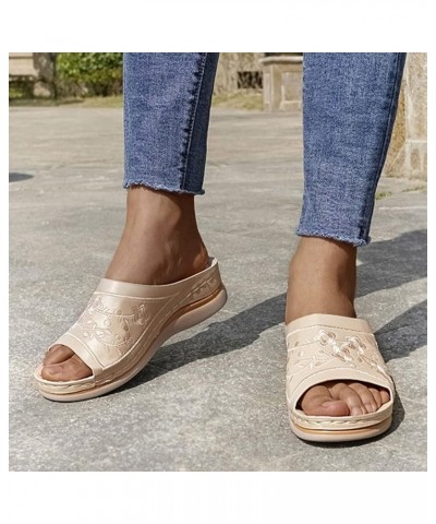 Shoes Wedges Womens Breathable Summer Thick Leisure Soled Sandals Casual Women's Sandals Wide Width Sandals for Women (Beige,...