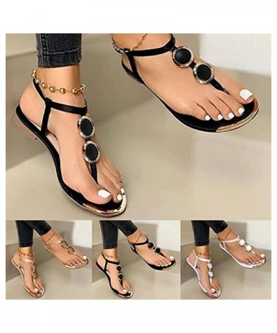 Sandals for Women Summer Casual Women's Cute Ankle Strap Flat Sandals Casual Shoes Flip-Flops Open Toe Sandals Anti-Slip,Blac...