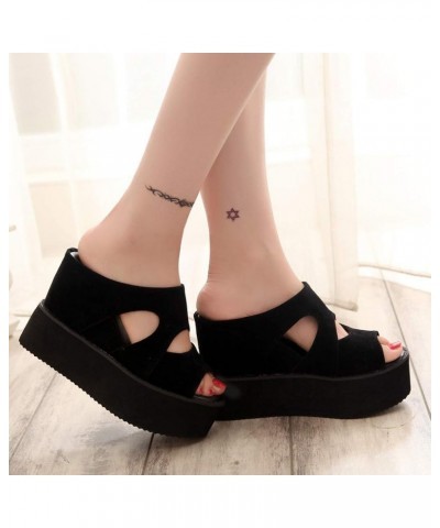 Women Fish Mouth Slip on Platform Sandals Summer Women Shoes Wedges Casual Slippers Thick Bottom Dressy Beach Female Sandals ...