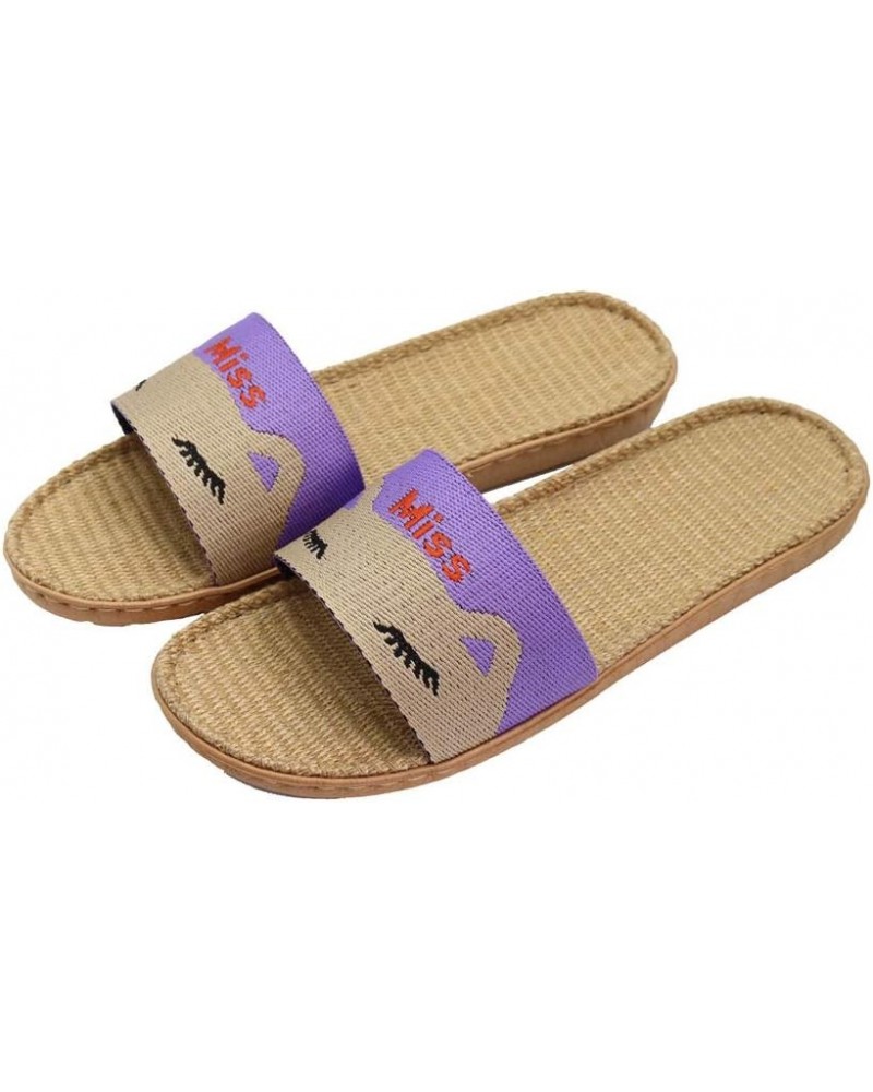 Flax Slippers Unisex Linen Summer Beach Shoes Lightweight Skidproof Indoor Slippers Home Breathable Sandals Purple1 $8.31 Sli...