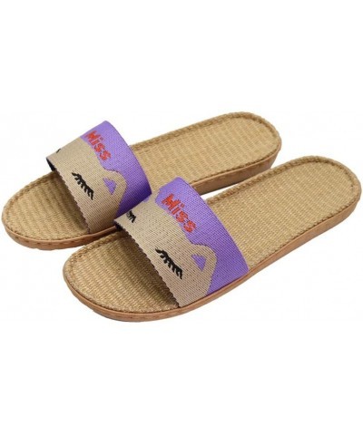 Flax Slippers Unisex Linen Summer Beach Shoes Lightweight Skidproof Indoor Slippers Home Breathable Sandals Purple1 $8.31 Sli...