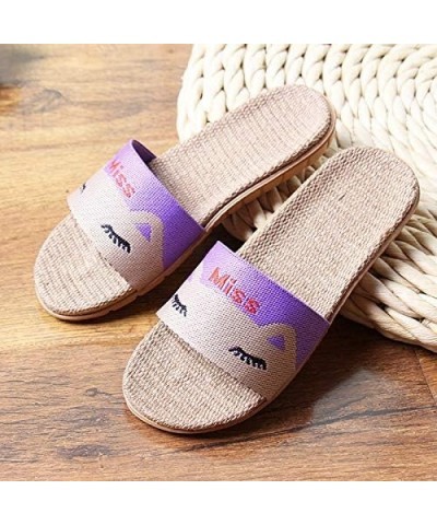 Flax Slippers Unisex Linen Summer Beach Shoes Lightweight Skidproof Indoor Slippers Home Breathable Sandals Purple1 $8.31 Sli...