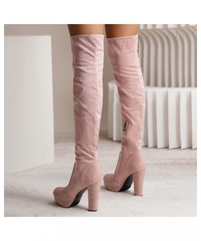 Womens Boots Over The Knee Heels Long Boots 2023 New Long Tube Shoes Women's Elastic Frosted Water Platform High Heel Red $32...