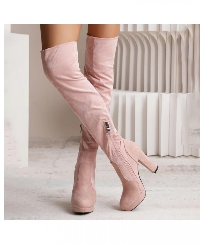 Womens Boots Over The Knee Heels Long Boots 2023 New Long Tube Shoes Women's Elastic Frosted Water Platform High Heel Red $32...