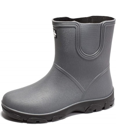 Women Men Rain Boots with Non-Slip Sole, Fashion Waterproof Outdoor Water Boots, Grey/Red Grey $27.48 Outdoor Shoes