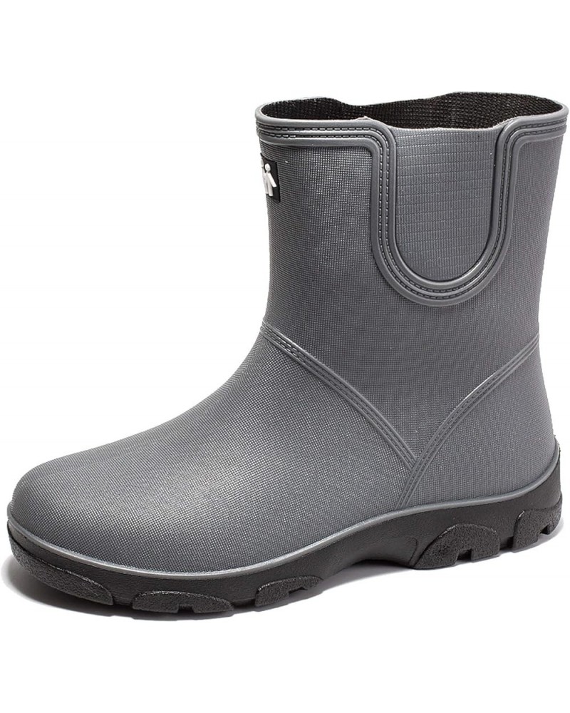 Women Men Rain Boots with Non-Slip Sole, Fashion Waterproof Outdoor Water Boots, Grey/Red Grey $27.48 Outdoor Shoes