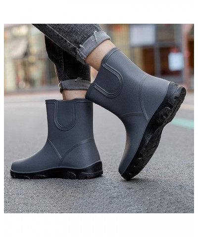 Women Men Rain Boots with Non-Slip Sole, Fashion Waterproof Outdoor Water Boots, Grey/Red Grey $27.48 Outdoor Shoes