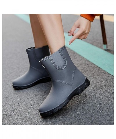 Women Men Rain Boots with Non-Slip Sole, Fashion Waterproof Outdoor Water Boots, Grey/Red Grey $27.48 Outdoor Shoes