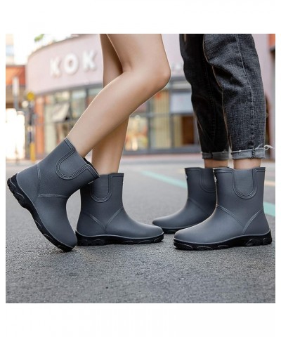 Women Men Rain Boots with Non-Slip Sole, Fashion Waterproof Outdoor Water Boots, Grey/Red Grey $27.48 Outdoor Shoes