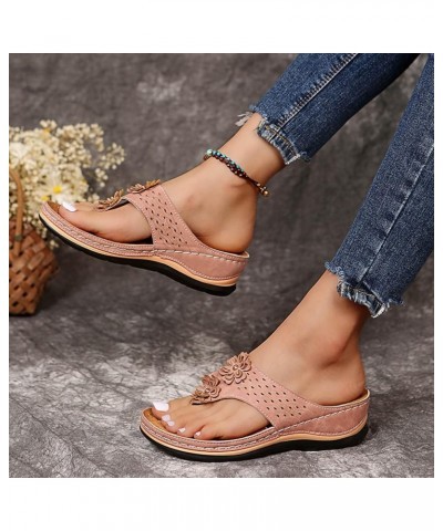 Flip Flops For Women 2023 Dressy Casual Wedge Sandals Comfortable Sandals With Arch Support Summer Walking Flip Flops 01pink ...