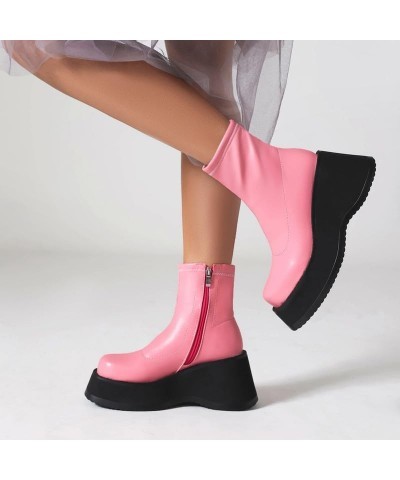 Platform Ankle Boots for Women Chunky High Heel Booties Mid-Calf Combat Boots Wedges High Heel Goth Square Toe Y2k Shoes Rave...