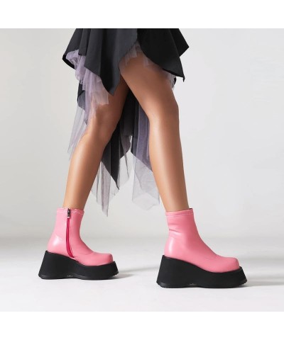 Platform Ankle Boots for Women Chunky High Heel Booties Mid-Calf Combat Boots Wedges High Heel Goth Square Toe Y2k Shoes Rave...