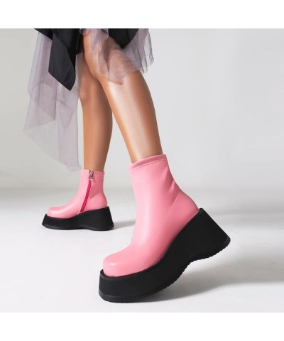 Platform Ankle Boots for Women Chunky High Heel Booties Mid-Calf Combat Boots Wedges High Heel Goth Square Toe Y2k Shoes Rave...