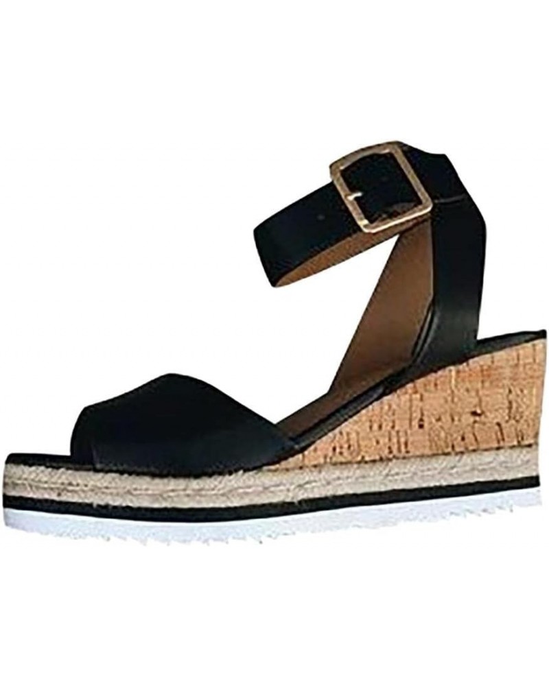 Wedge Sandals for Women Dressy Summer 2022 Closed Toe Buckle Strap Wedge Sandals T-Strappy Platform Sandals Comfort Sandals A...