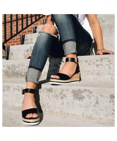 Wedge Sandals for Women Dressy Summer 2022 Closed Toe Buckle Strap Wedge Sandals T-Strappy Platform Sandals Comfort Sandals A...