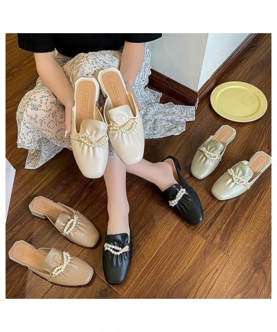 Teen Girls Party Slippers Women's Spring And Summer Bow Tie Square Heel Low Heel Slippers Ladies Light Weight White $14.44 Sl...