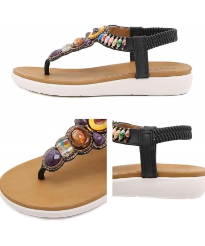 2022 Flats Sandals for Women Summer, Elastic Ankle Strap Flip Flops Memory Foam Arch Support Shoes Bohemian Beach Comfortable...