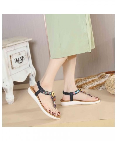 2022 Flats Sandals for Women Summer, Elastic Ankle Strap Flip Flops Memory Foam Arch Support Shoes Bohemian Beach Comfortable...