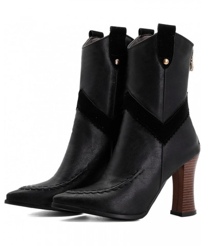 Women Zipper Mid Calf Boots with Pointed Toe and Chunky Heel Black 1 $22.71 Boots