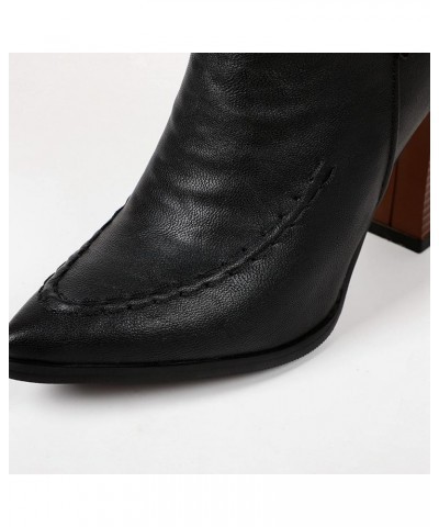 Women Zipper Mid Calf Boots with Pointed Toe and Chunky Heel Black 1 $22.71 Boots