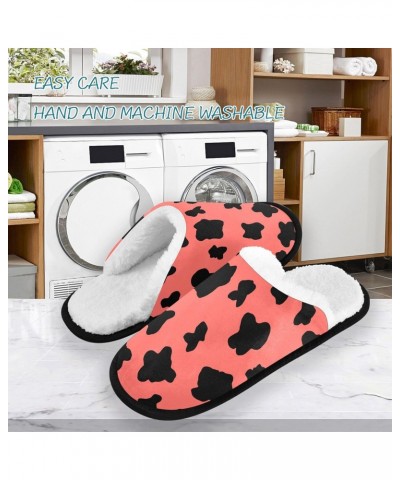 Cow Print Fuzzy Travel Slippers Warm Nonslip Slippers for Women's Men's Cozy House Shoes $12.76 Slippers