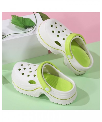 Women's Platform Clogs Gardener Shoes 2.5 Inches Heeled Mules Clog Slip On Slides Shoes Outdoor Slippers White&green $14.72 M...