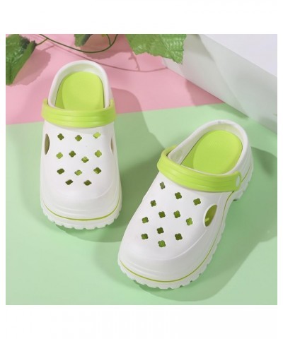 Women's Platform Clogs Gardener Shoes 2.5 Inches Heeled Mules Clog Slip On Slides Shoes Outdoor Slippers White&green $14.72 M...