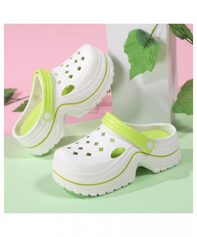 Women's Platform Clogs Gardener Shoes 2.5 Inches Heeled Mules Clog Slip On Slides Shoes Outdoor Slippers White&green $14.72 M...