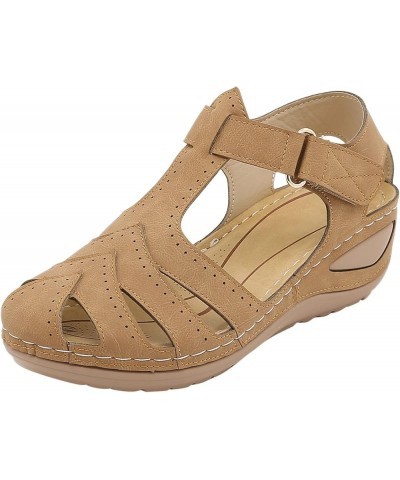 Platform Sandals Comfortable Sandals Wedges Women Fashion Breathable Summer Toe Shoes Beach Women's Sandals Brown 7.5 $14.75 ...