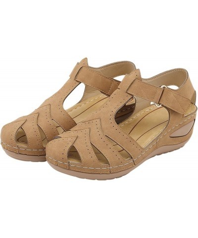 Platform Sandals Comfortable Sandals Wedges Women Fashion Breathable Summer Toe Shoes Beach Women's Sandals Brown 7.5 $14.75 ...