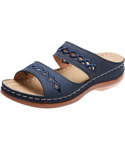 Sandals for Women Dressy Summer, Orthopedic Sandals for Women Casual Open Toe Sandals Slippers Summer Beach Sandals Dark Blue...