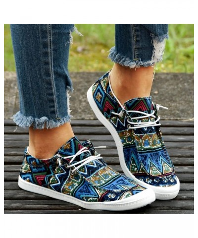 Women's Canvas Sneakers Canvas Shoes Lace up White Black Sneakers Casual Walking Shoes H63-blue $14.41 Athletic Shoes