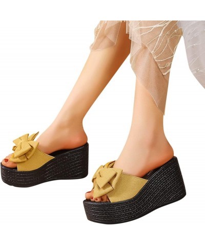 Womens Sandals Wedge Platform Sandals Adjustable Flip Flop Roman Ankle Strappy Zipper Flat Vintage Sandals LS4 Yellow $13.05 ...