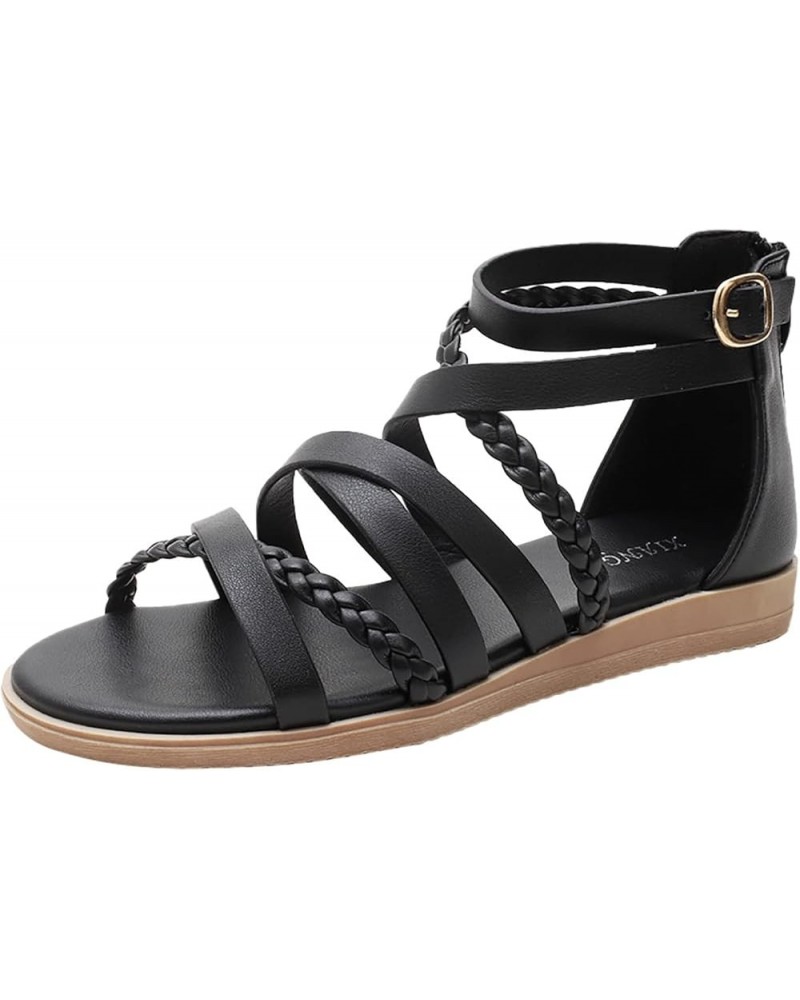 Womens Two Band Sandal Strappy Lace-Up Sexy Slippers Sandals & Flip Flops Pump Sandals Lightweight for Women Black $25.51 San...