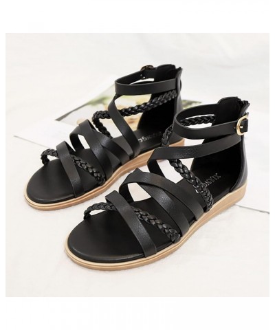 Womens Two Band Sandal Strappy Lace-Up Sexy Slippers Sandals & Flip Flops Pump Sandals Lightweight for Women Black $25.51 San...