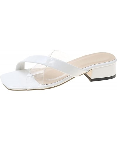 kitten heels for women,Womens Low Block Heels Slip-On Shoes Casual Toe Knob Sandals Z 01-white $13.00 Sandals