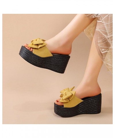 Womens Sandals Wedge Platform Sandals Adjustable Flip Flop Roman Ankle Strappy Zipper Flat Vintage Sandals LS4 Yellow $13.05 ...