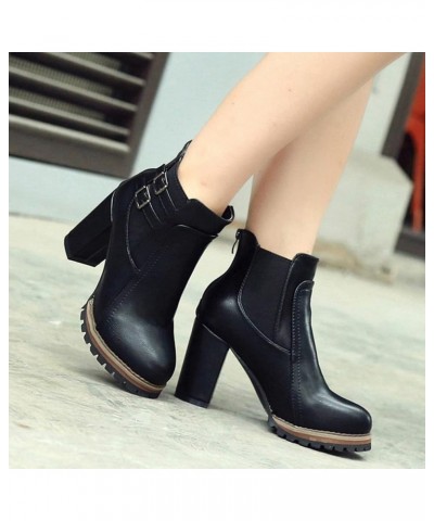 Boots for Women Ankle Booties Wide Width Women's Size 11 Black Ankle Boots Leather Booties for Women Low Heel Womens Dark Bro...