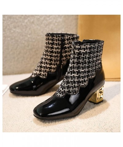 Womens Trendy Dress Ankle Boots Trendy Low Chunky Heels Combat Booties Zipper Non Slip Short Short Boots Black $35.39 Boots