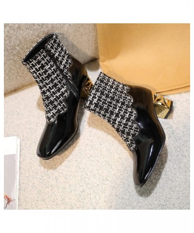 Womens Trendy Dress Ankle Boots Trendy Low Chunky Heels Combat Booties Zipper Non Slip Short Short Boots Black $35.39 Boots