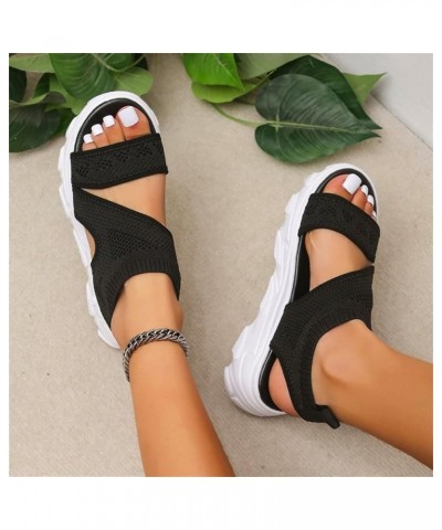 2022 New Mesh Sports Sandals for Women Platform Flying Woven Fish Mouth Shoes Summer Open Toe Stretch Sandals Breathable Wedg...